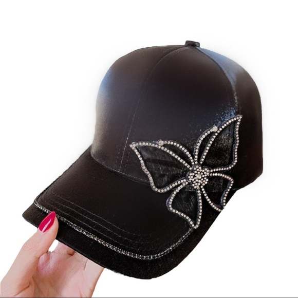 NEW Rhinestone Satin Baseball Cap - Picture 1 of 4